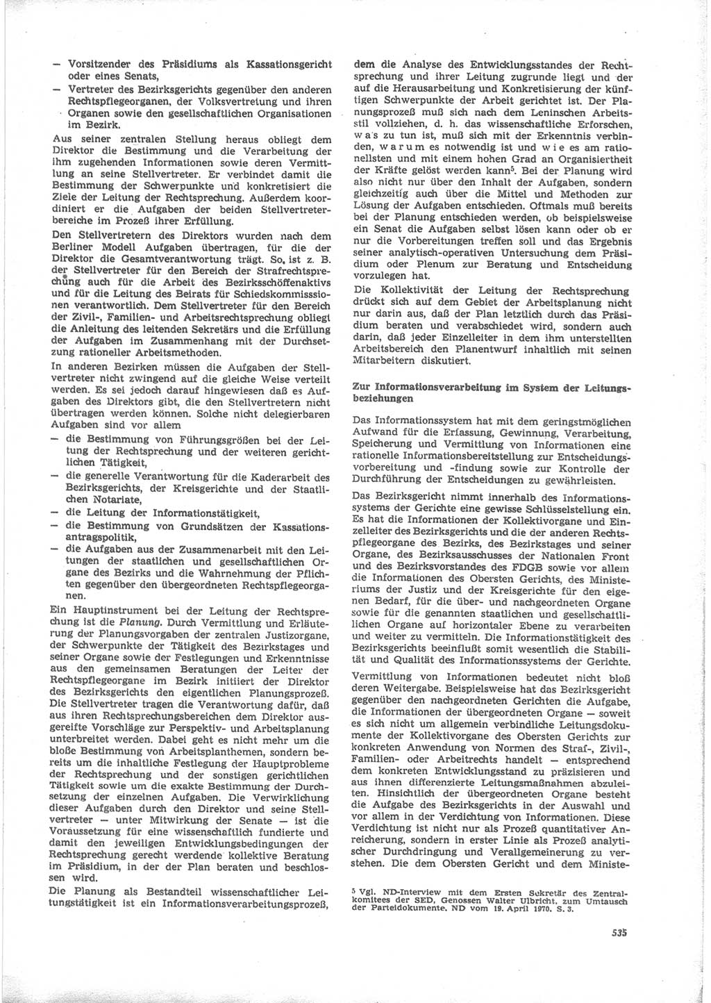 Neue Justiz (NJ), Zeitschrift für Recht und Rechtswissenschaft [Deutsche Demokratische Republik (DDR)], 24. Jahrgang 1970, Seite 535 (NJ DDR 1970, S. 535)