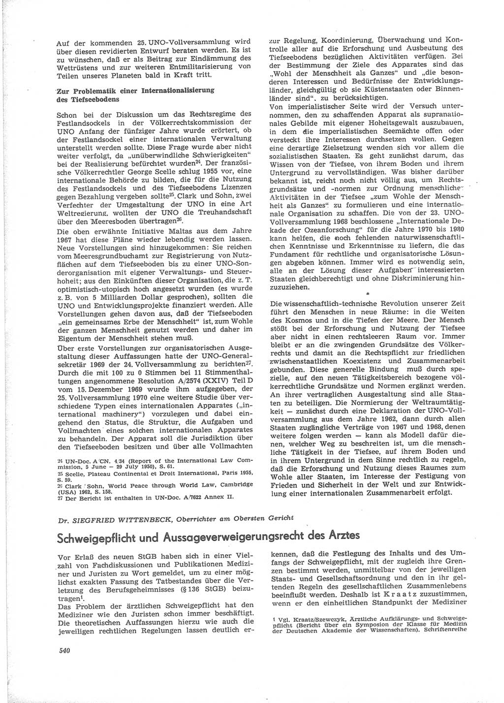 Neue Justiz (NJ), Zeitschrift für Recht und Rechtswissenschaft [Deutsche Demokratische Republik (DDR)], 24. Jahrgang 1970, Seite 540 (NJ DDR 1970, S. 540)