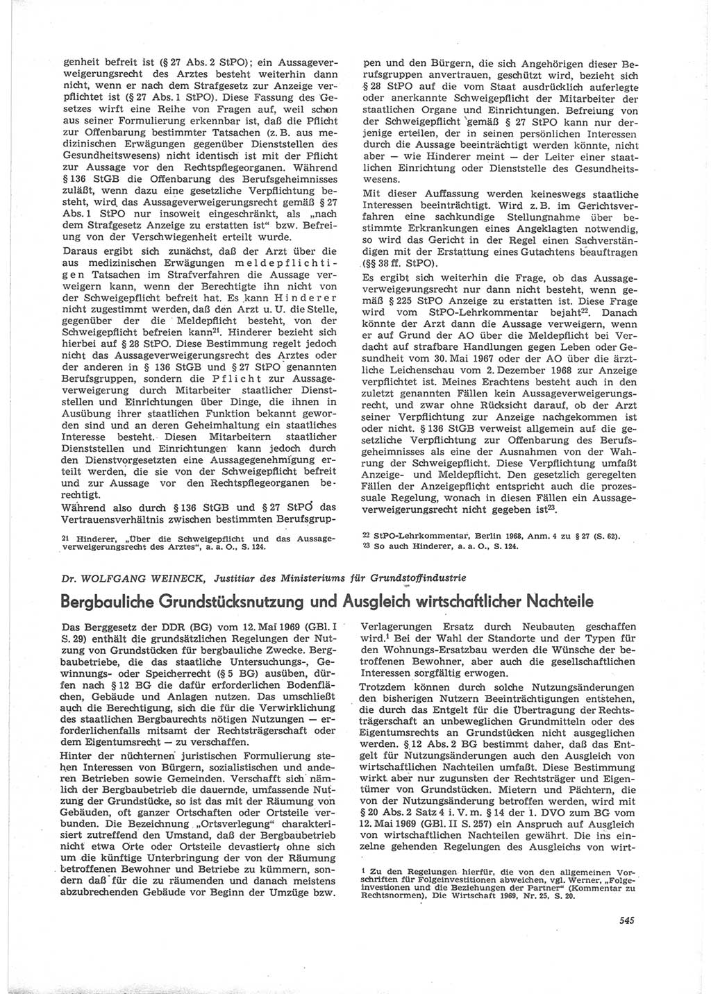 Neue Justiz (NJ), Zeitschrift für Recht und Rechtswissenschaft [Deutsche Demokratische Republik (DDR)], 24. Jahrgang 1970, Seite 545 (NJ DDR 1970, S. 545)