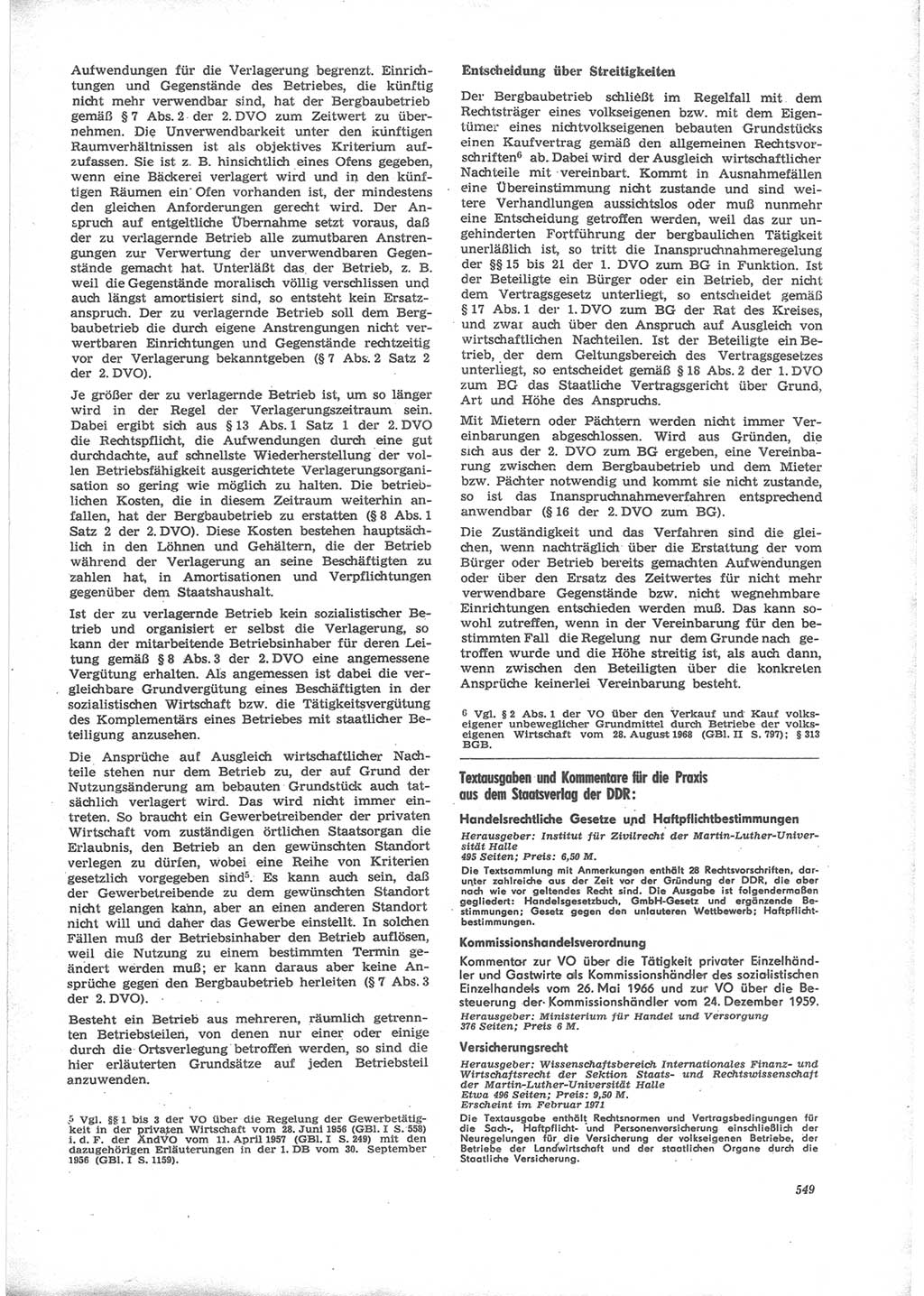 Neue Justiz (NJ), Zeitschrift für Recht und Rechtswissenschaft [Deutsche Demokratische Republik (DDR)], 24. Jahrgang 1970, Seite 549 (NJ DDR 1970, S. 549)