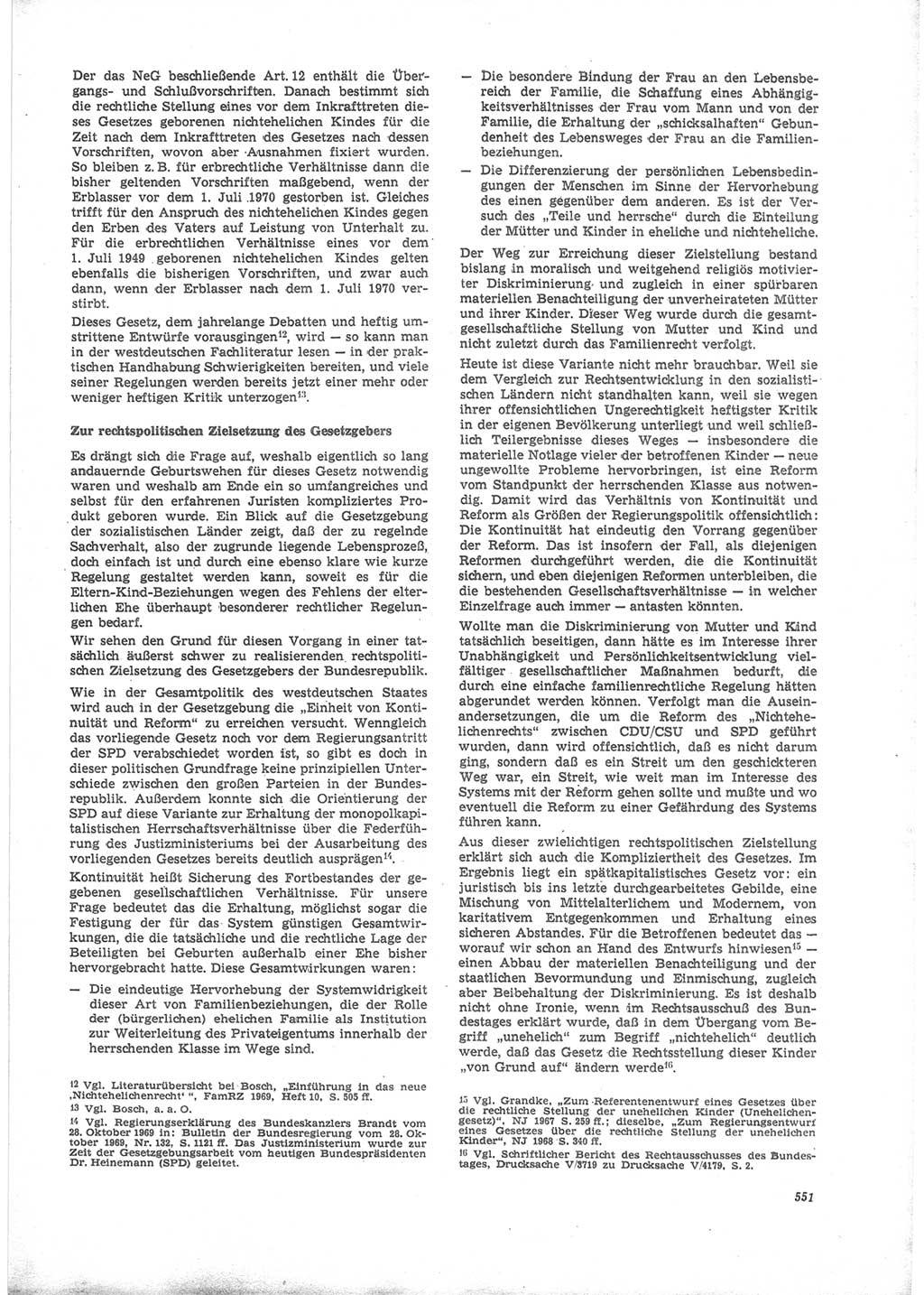 Neue Justiz (NJ), Zeitschrift für Recht und Rechtswissenschaft [Deutsche Demokratische Republik (DDR)], 24. Jahrgang 1970, Seite 551 (NJ DDR 1970, S. 551)