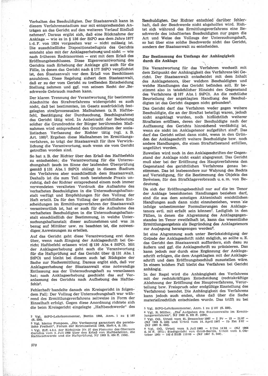 Neue Justiz (NJ), Zeitschrift für Recht und Rechtswissenschaft [Deutsche Demokratische Republik (DDR)], 24. Jahrgang 1970, Seite 570 (NJ DDR 1970, S. 570)