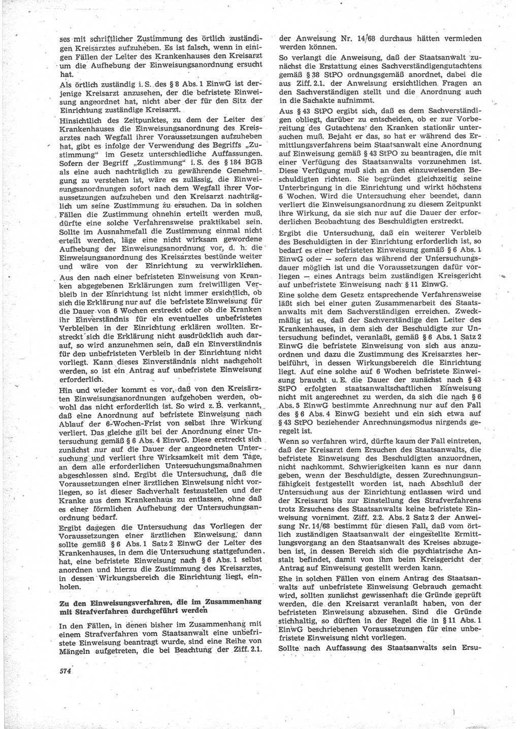 Neue Justiz (NJ), Zeitschrift für Recht und Rechtswissenschaft [Deutsche Demokratische Republik (DDR)], 24. Jahrgang 1970, Seite 574 (NJ DDR 1970, S. 574)