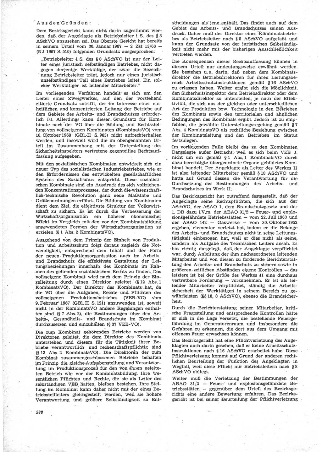Neue Justiz (NJ), Zeitschrift für Recht und Rechtswissenschaft [Deutsche Demokratische Republik (DDR)], 24. Jahrgang 1970, Seite 588 (NJ DDR 1970, S. 588)