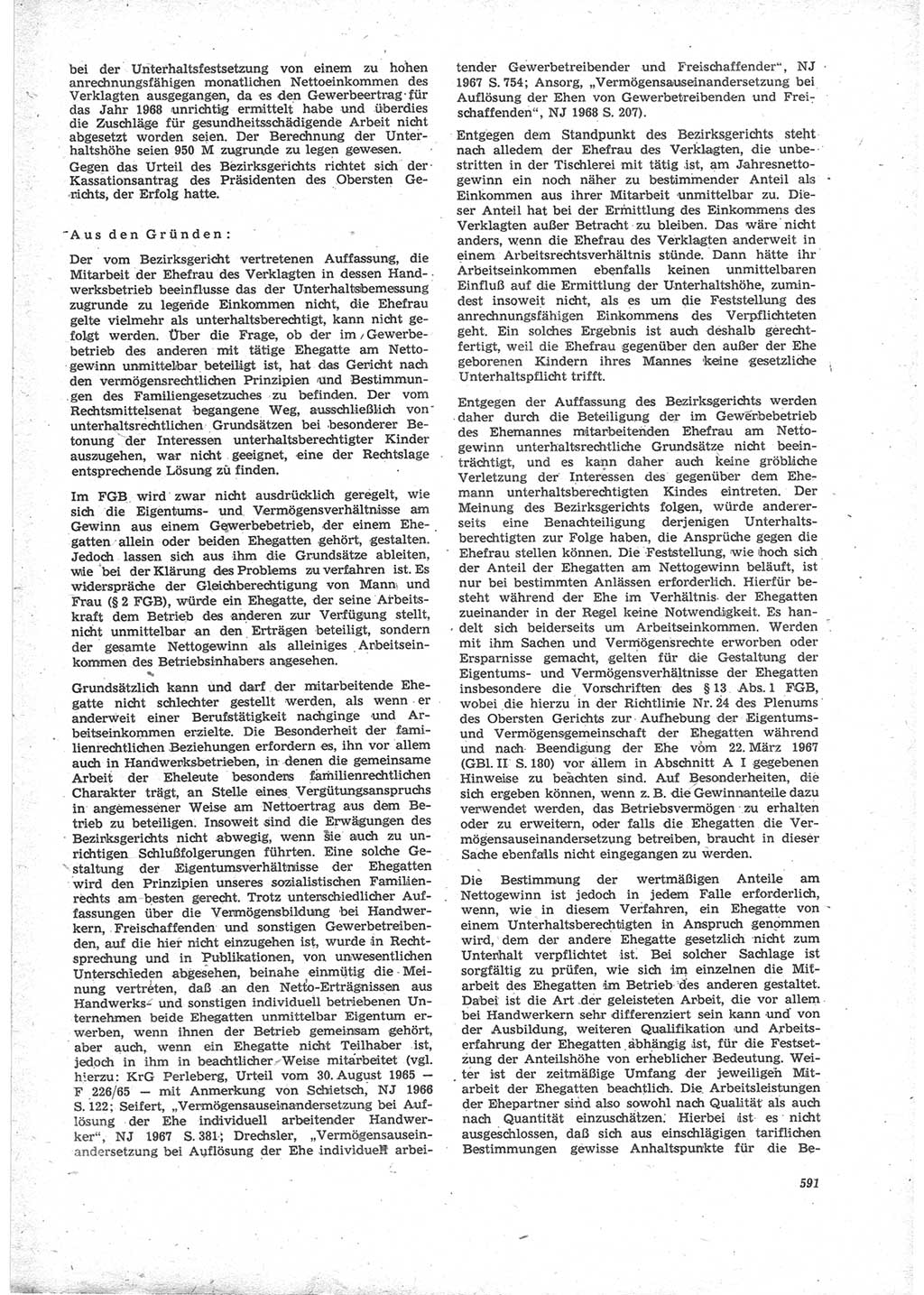 Neue Justiz (NJ), Zeitschrift für Recht und Rechtswissenschaft [Deutsche Demokratische Republik (DDR)], 24. Jahrgang 1970, Seite 591 (NJ DDR 1970, S. 591)