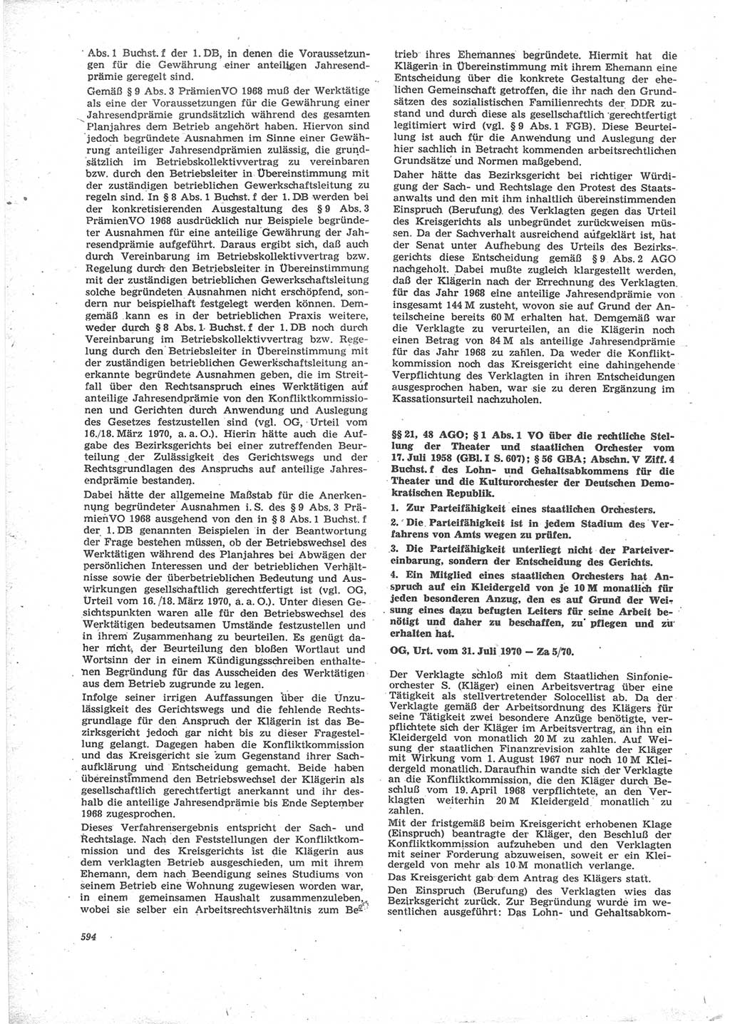 Neue Justiz (NJ), Zeitschrift für Recht und Rechtswissenschaft [Deutsche Demokratische Republik (DDR)], 24. Jahrgang 1970, Seite 594 (NJ DDR 1970, S. 594)