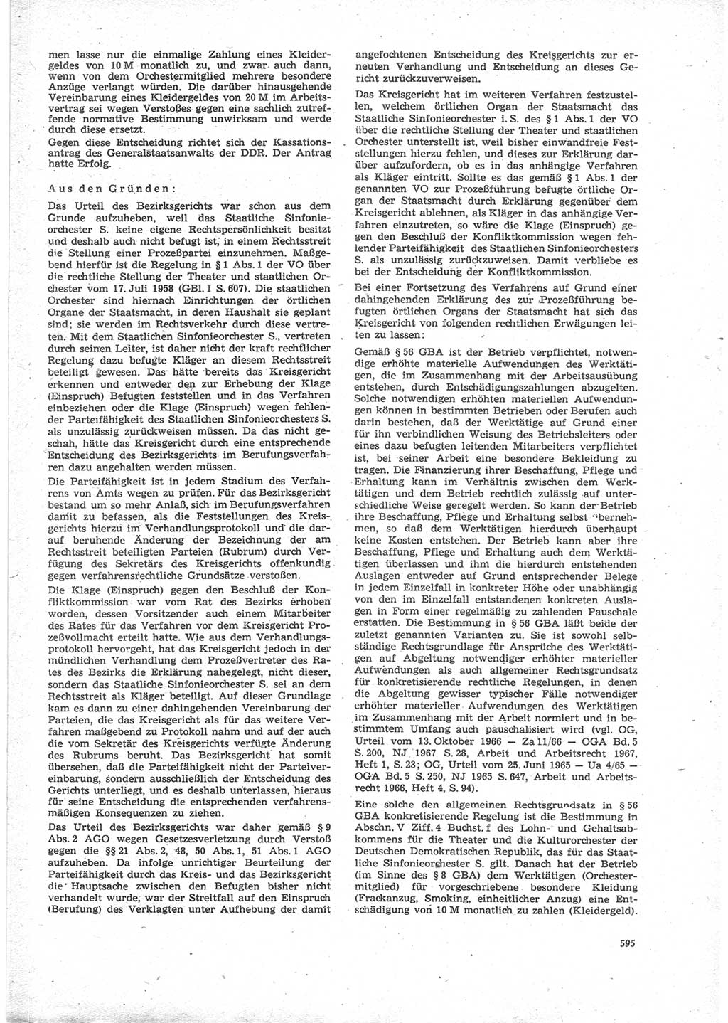 Neue Justiz (NJ), Zeitschrift für Recht und Rechtswissenschaft [Deutsche Demokratische Republik (DDR)], 24. Jahrgang 1970, Seite 595 (NJ DDR 1970, S. 595)