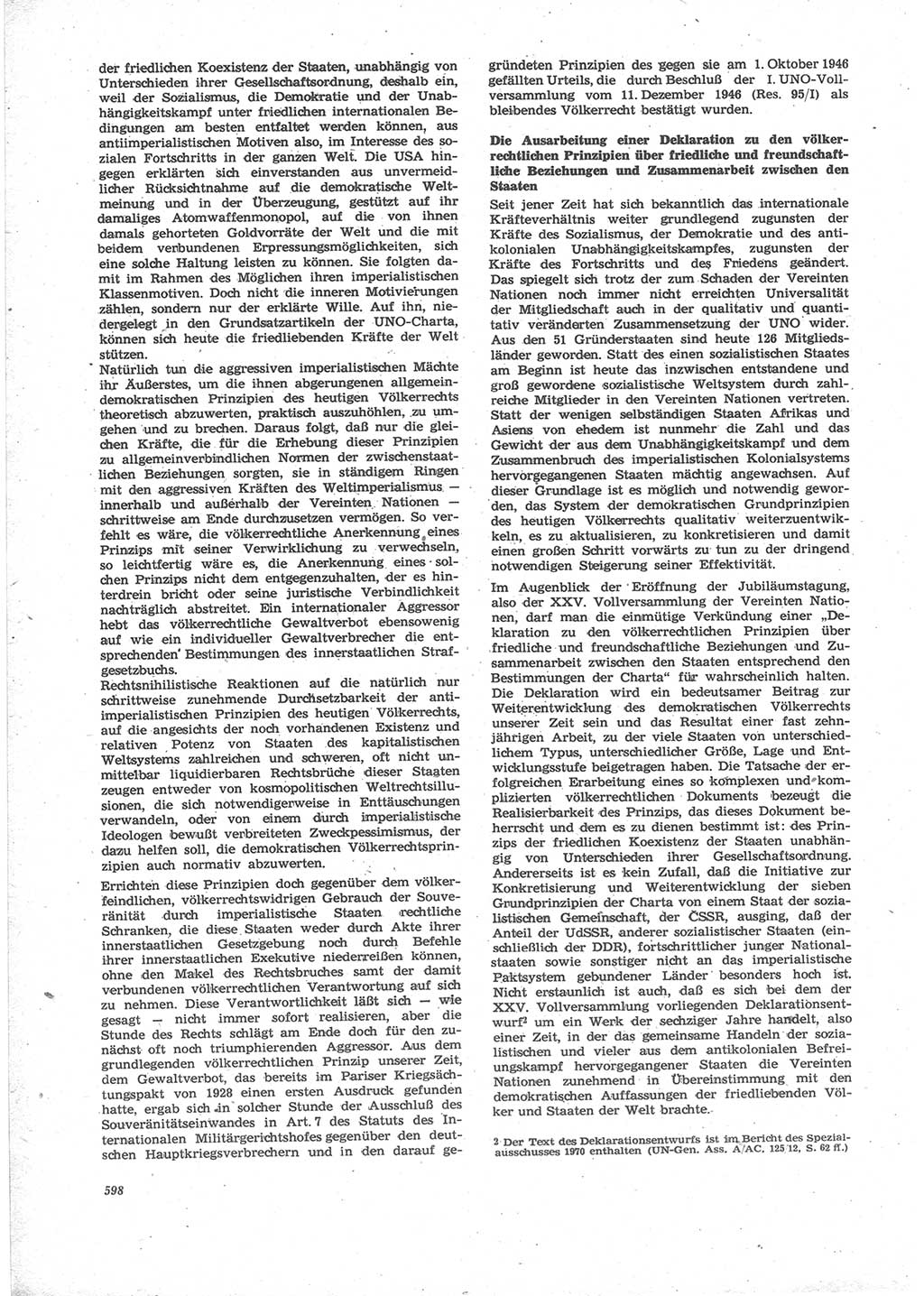 Neue Justiz (NJ), Zeitschrift für Recht und Rechtswissenschaft [Deutsche Demokratische Republik (DDR)], 24. Jahrgang 1970, Seite 598 (NJ DDR 1970, S. 598)