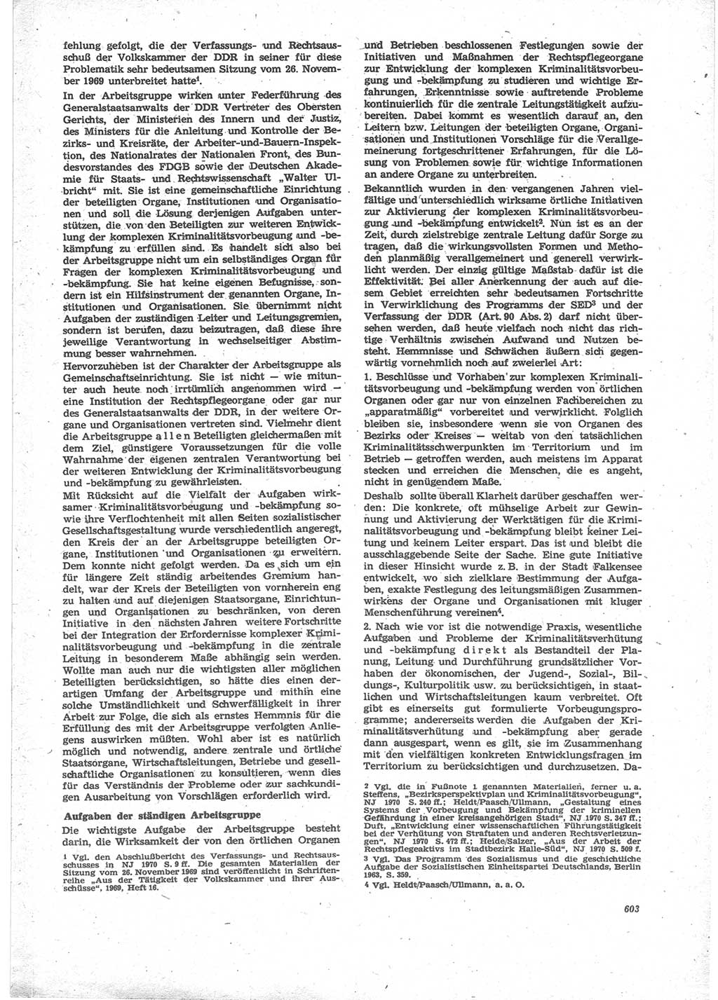Neue Justiz (NJ), Zeitschrift für Recht und Rechtswissenschaft [Deutsche Demokratische Republik (DDR)], 24. Jahrgang 1970, Seite 603 (NJ DDR 1970, S. 603)