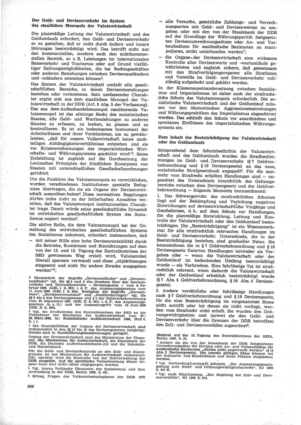 Neue Justiz (NJ), Zeitschrift für Recht und Rechtswissenschaft [Deutsche Demokratische Republik (DDR)], 24. Jahrgang 1970, Seite 606 (NJ DDR 1970, S. 606)