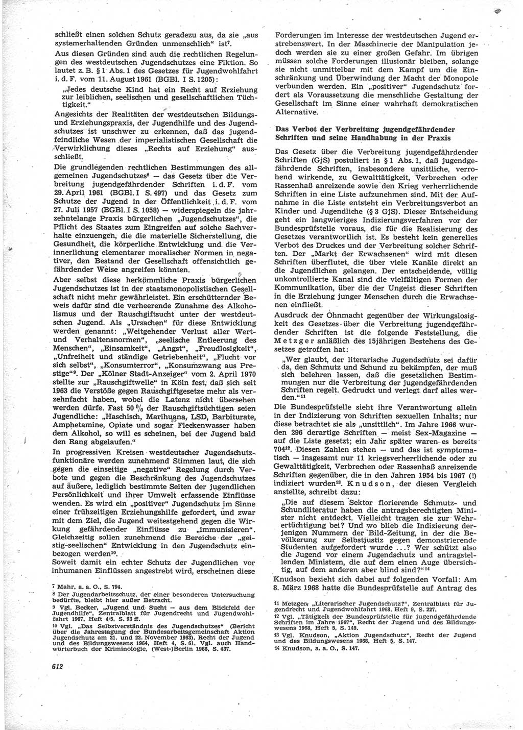 Neue Justiz (NJ), Zeitschrift für Recht und Rechtswissenschaft [Deutsche Demokratische Republik (DDR)], 24. Jahrgang 1970, Seite 612 (NJ DDR 1970, S. 612)