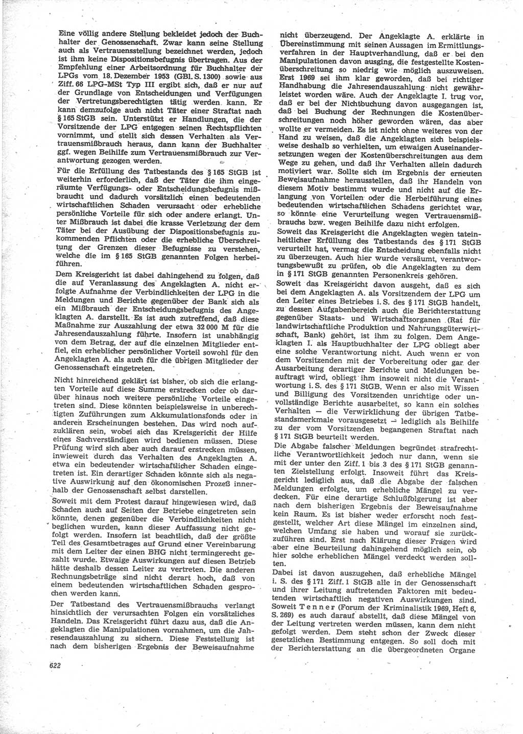 Neue Justiz (NJ), Zeitschrift für Recht und Rechtswissenschaft [Deutsche Demokratische Republik (DDR)], 24. Jahrgang 1970, Seite 622 (NJ DDR 1970, S. 622)