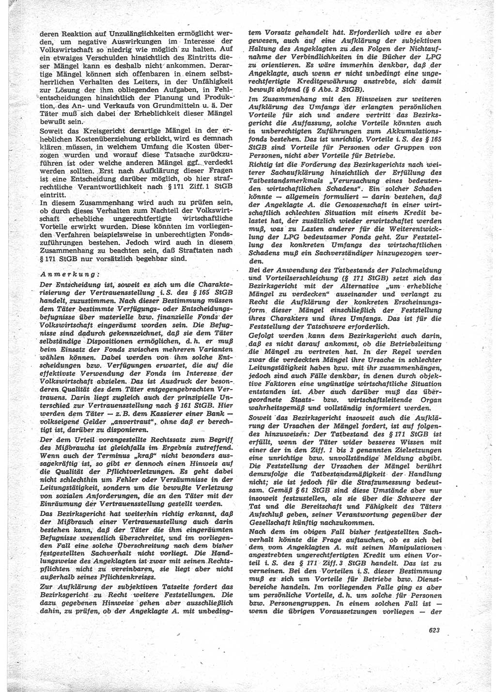 Neue Justiz (NJ), Zeitschrift für Recht und Rechtswissenschaft [Deutsche Demokratische Republik (DDR)], 24. Jahrgang 1970, Seite 623 (NJ DDR 1970, S. 623)