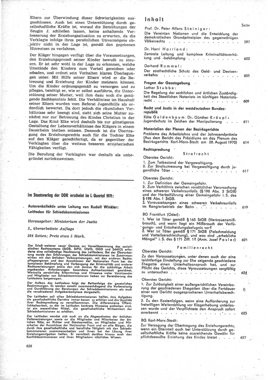 Neue Justiz (NJ), Zeitschrift für Recht und Rechtswissenschaft [Deutsche Demokratische Republik (DDR)], 24. Jahrgang 1970, Seite 628 (NJ DDR 1970, S. 628)