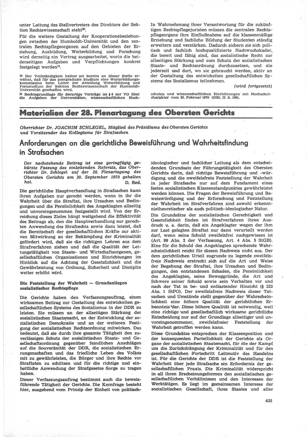 Neue Justiz (NJ), Zeitschrift für Recht und Rechtswissenschaft [Deutsche Demokratische Republik (DDR)], 24. Jahrgang 1970, Seite 635 (NJ DDR 1970, S. 635)