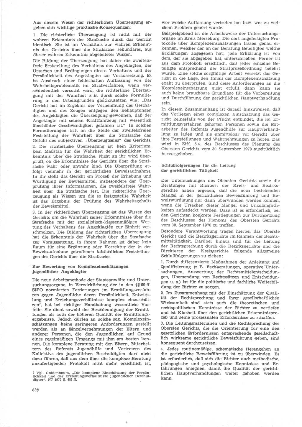 Neue Justiz (NJ), Zeitschrift für Recht und Rechtswissenschaft [Deutsche Demokratische Republik (DDR)], 24. Jahrgang 1970, Seite 638 (NJ DDR 1970, S. 638)