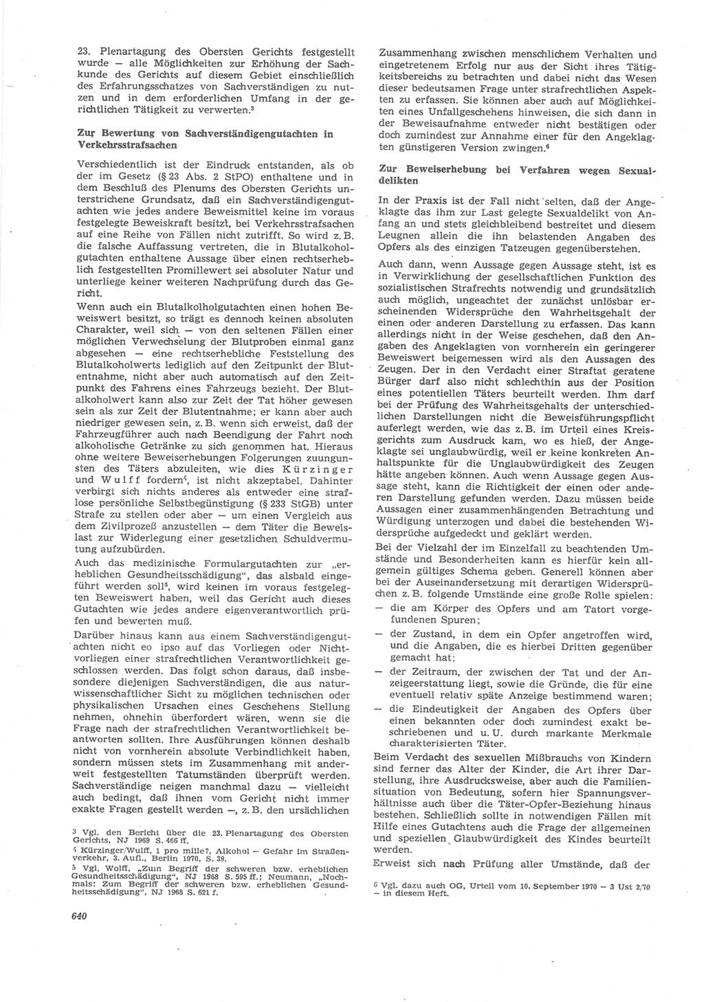 Neue Justiz (NJ), Zeitschrift für Recht und Rechtswissenschaft [Deutsche Demokratische Republik (DDR)], 24. Jahrgang 1970, Seite 640 (NJ DDR 1970, S. 640)