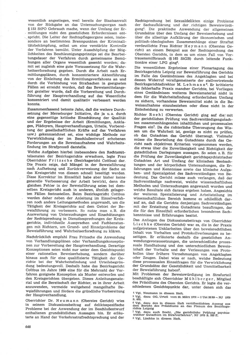 Neue Justiz (NJ), Zeitschrift für Recht und Rechtswissenschaft [Deutsche Demokratische Republik (DDR)], 24. Jahrgang 1970, Seite 648 (NJ DDR 1970, S. 648)