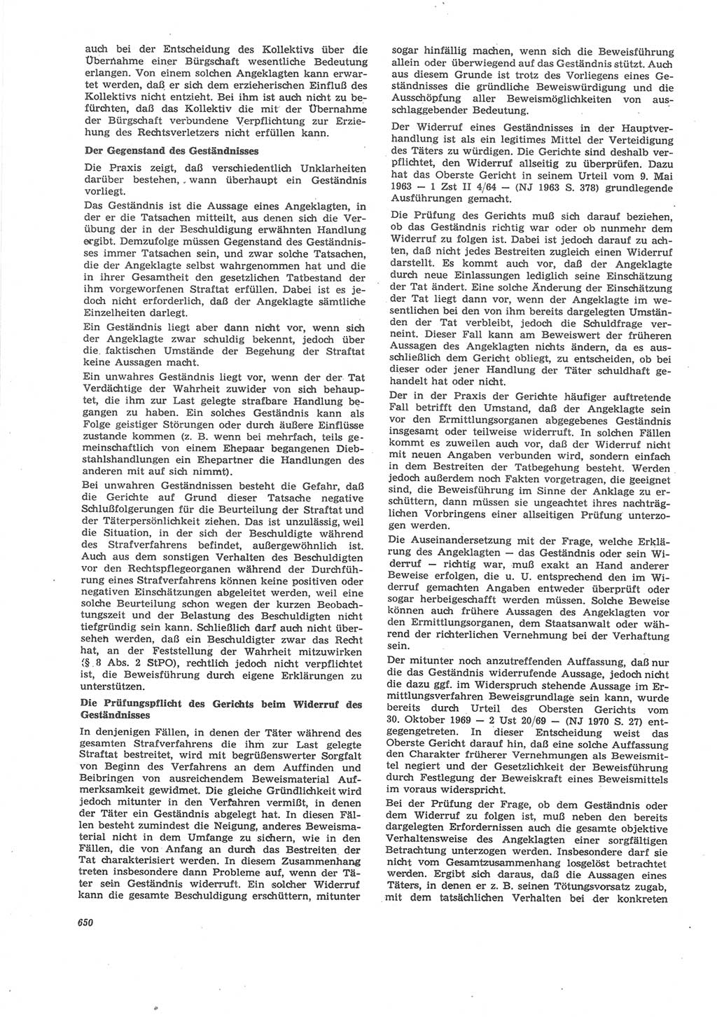 Neue Justiz (NJ), Zeitschrift für Recht und Rechtswissenschaft [Deutsche Demokratische Republik (DDR)], 24. Jahrgang 1970, Seite 650 (NJ DDR 1970, S. 650)
