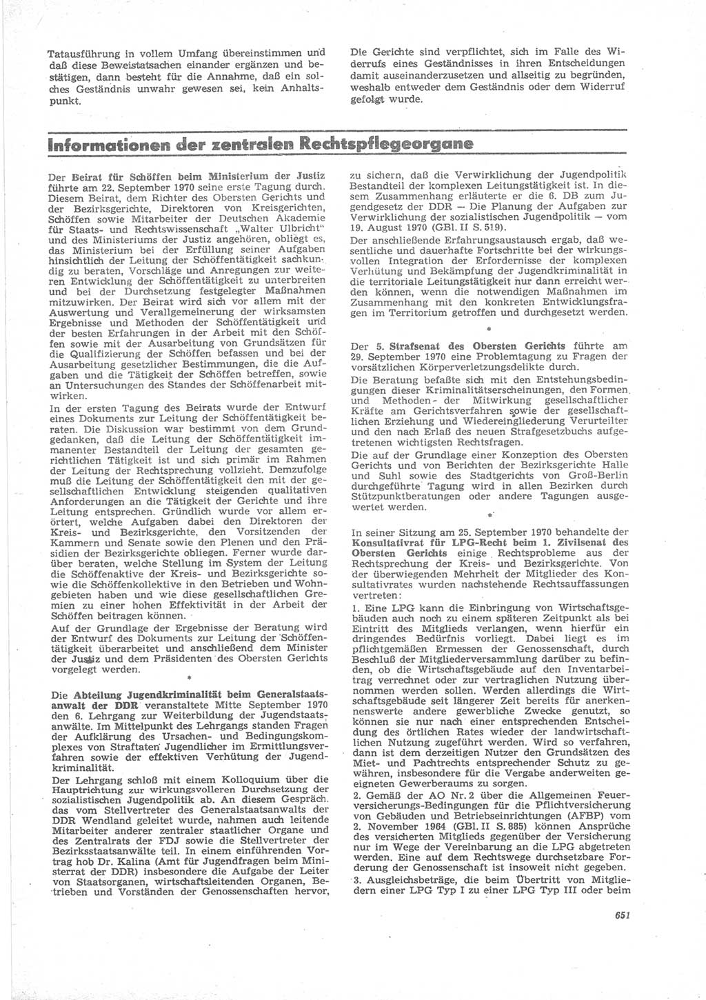 Neue Justiz (NJ), Zeitschrift für Recht und Rechtswissenschaft [Deutsche Demokratische Republik (DDR)], 24. Jahrgang 1970, Seite 651 (NJ DDR 1970, S. 651)