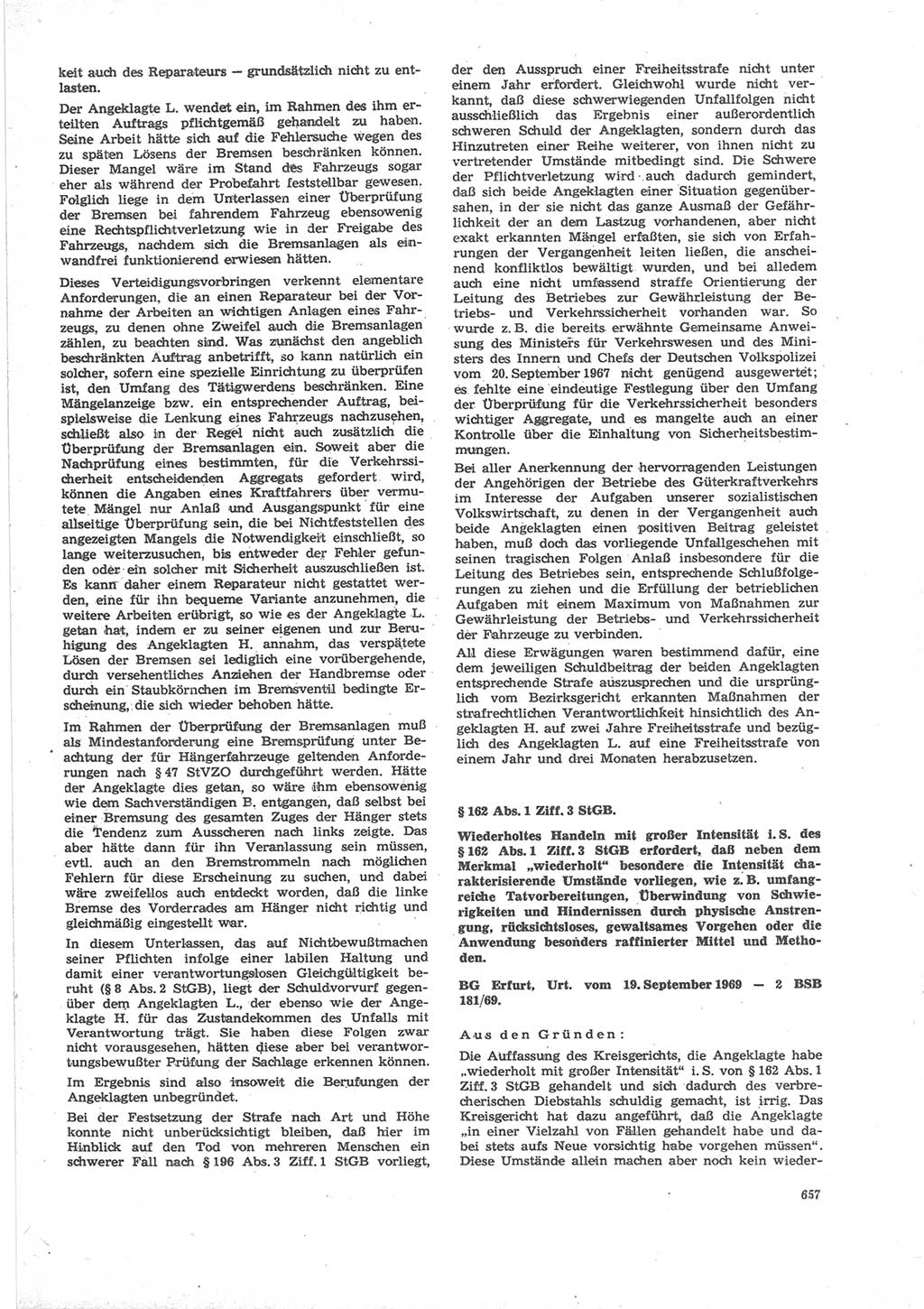 Neue Justiz (NJ), Zeitschrift für Recht und Rechtswissenschaft [Deutsche Demokratische Republik (DDR)], 24. Jahrgang 1970, Seite 657 (NJ DDR 1970, S. 657)