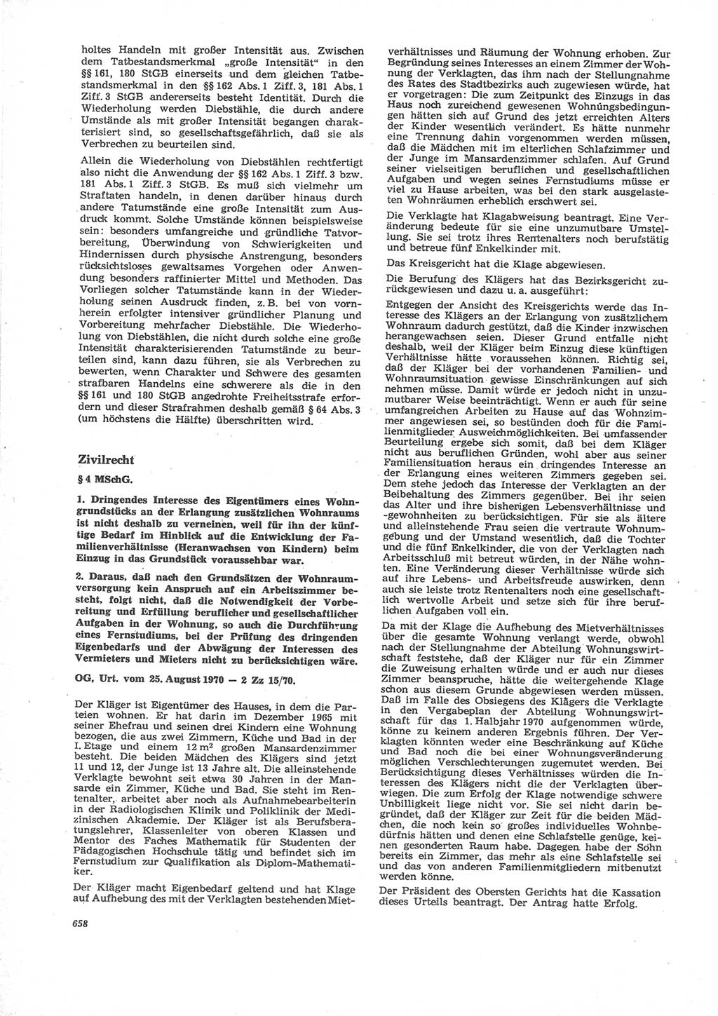 Neue Justiz (NJ), Zeitschrift für Recht und Rechtswissenschaft [Deutsche Demokratische Republik (DDR)], 24. Jahrgang 1970, Seite 658 (NJ DDR 1970, S. 658)