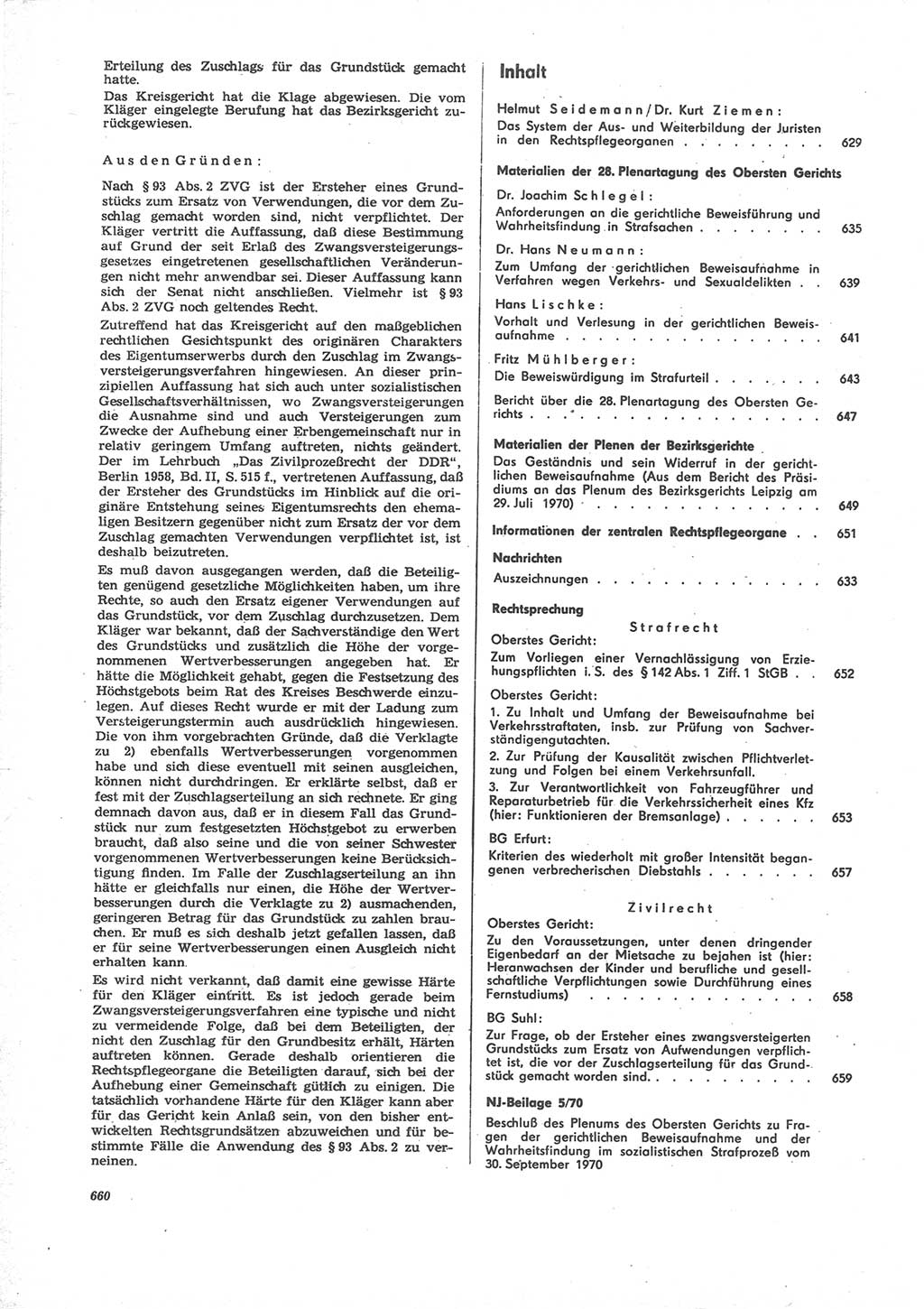 Neue Justiz (NJ), Zeitschrift für Recht und Rechtswissenschaft [Deutsche Demokratische Republik (DDR)], 24. Jahrgang 1970, Seite 660 (NJ DDR 1970, S. 660)