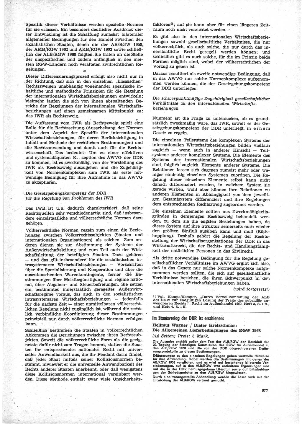 Neue Justiz (NJ), Zeitschrift für Recht und Rechtswissenschaft [Deutsche Demokratische Republik (DDR)], 24. Jahrgang 1970, Seite 677 (NJ DDR 1970, S. 677)