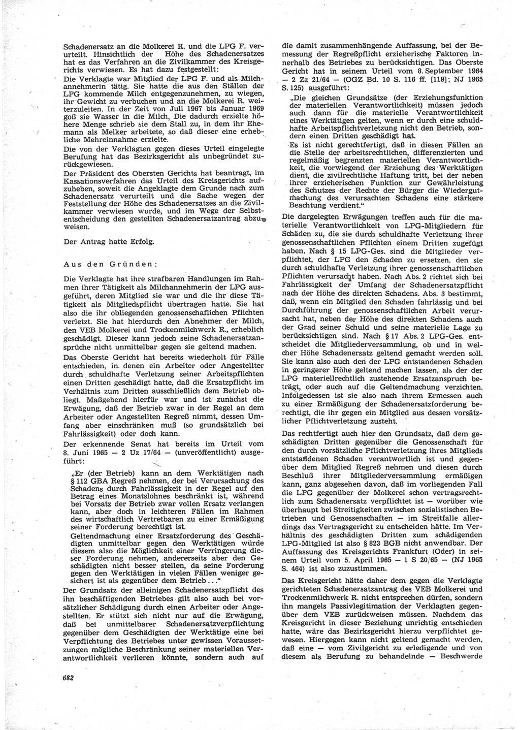 Neue Justiz (NJ), Zeitschrift für Recht und Rechtswissenschaft [Deutsche Demokratische Republik (DDR)], 24. Jahrgang 1970, Seite 682 (NJ DDR 1970, S. 682)