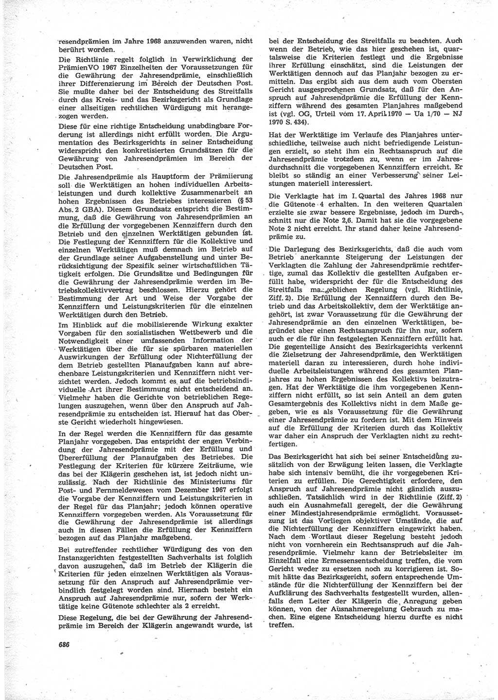 Neue Justiz (NJ), Zeitschrift für Recht und Rechtswissenschaft [Deutsche Demokratische Republik (DDR)], 24. Jahrgang 1970, Seite 686 (NJ DDR 1970, S. 686)