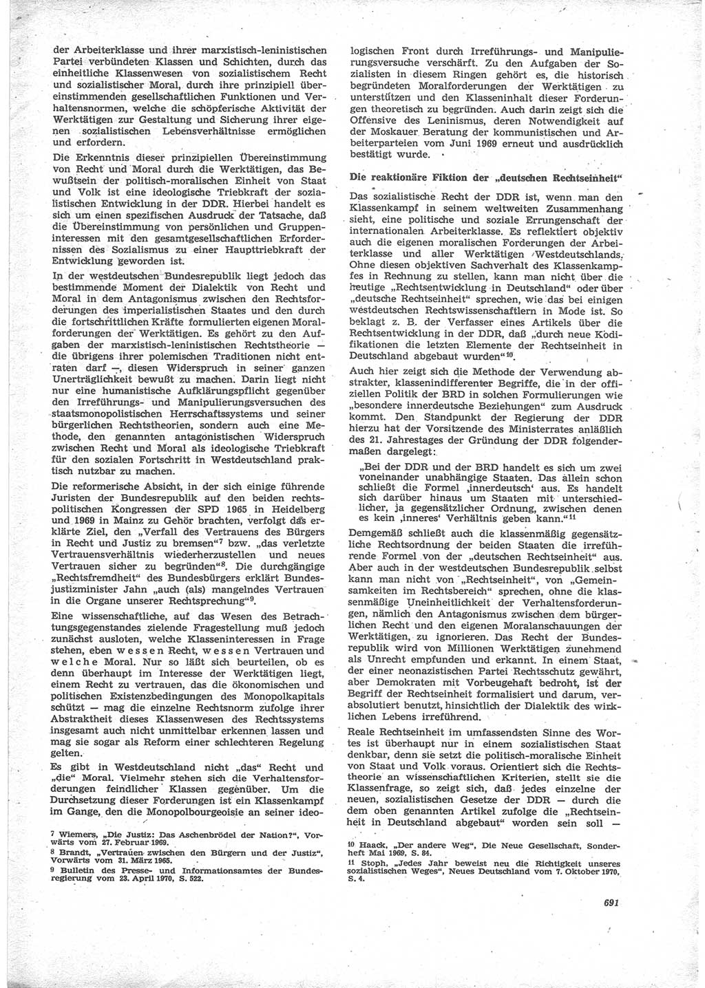 Neue Justiz (NJ), Zeitschrift für Recht und Rechtswissenschaft [Deutsche Demokratische Republik (DDR)], 24. Jahrgang 1970, Seite 691 (NJ DDR 1970, S. 691)