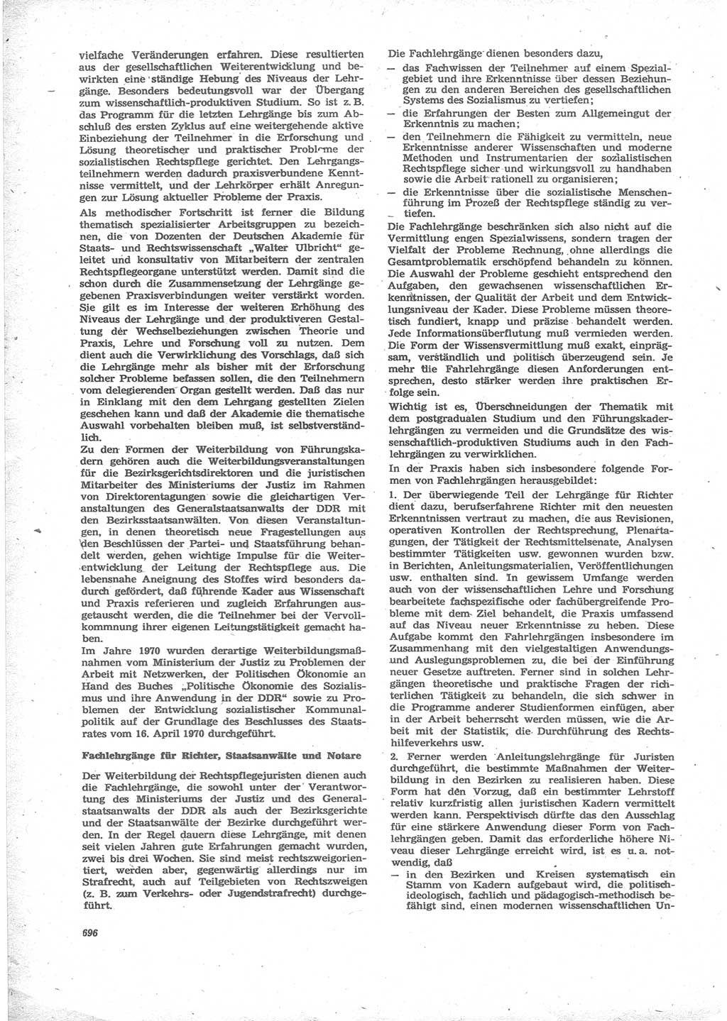 Neue Justiz (NJ), Zeitschrift für Recht und Rechtswissenschaft [Deutsche Demokratische Republik (DDR)], 24. Jahrgang 1970, Seite 696 (NJ DDR 1970, S. 696)