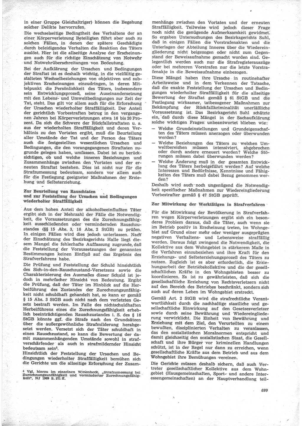 Neue Justiz (NJ), Zeitschrift für Recht und Rechtswissenschaft [Deutsche Demokratische Republik (DDR)], 24. Jahrgang 1970, Seite 699 (NJ DDR 1970, S. 699)