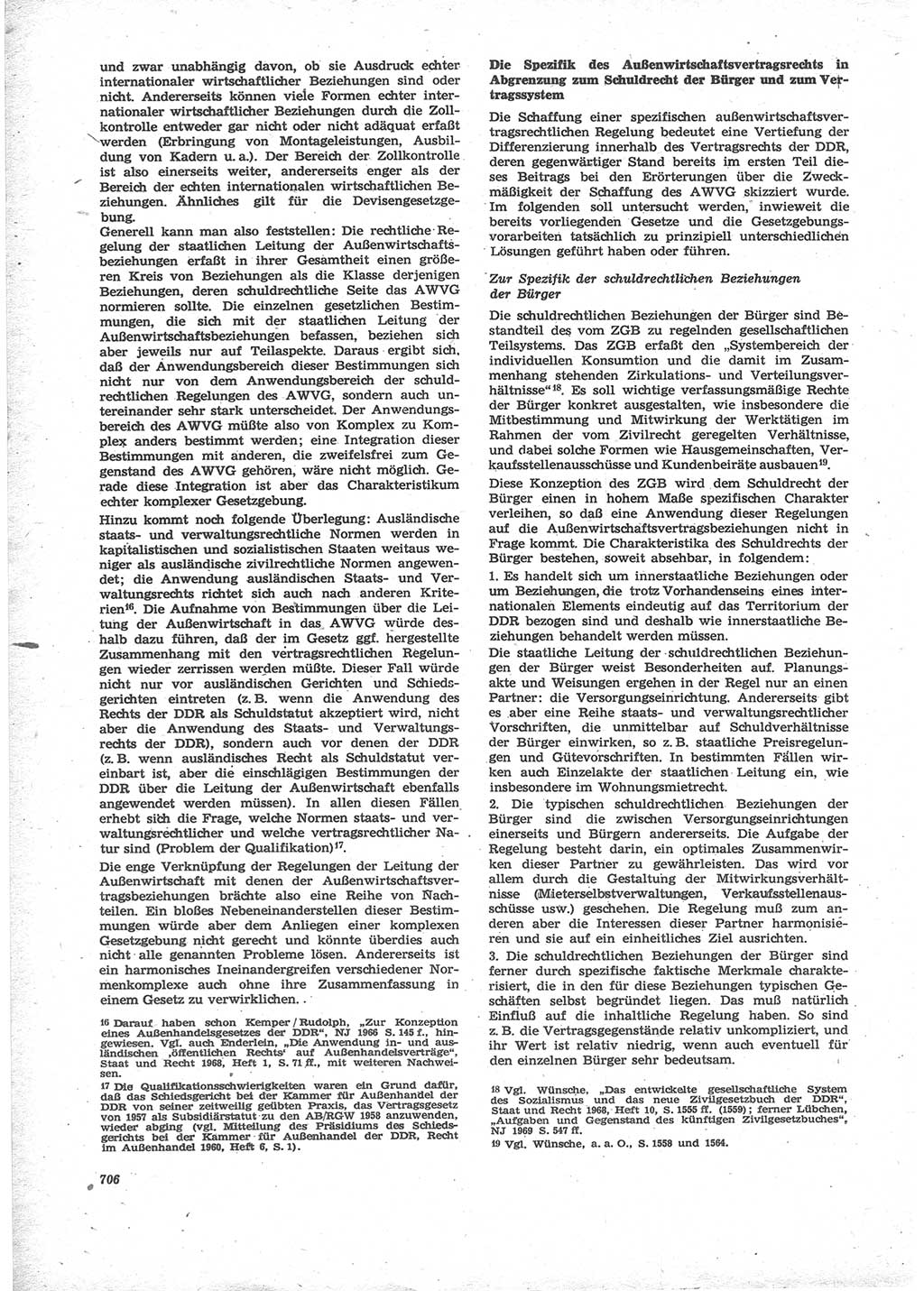 Neue Justiz (NJ), Zeitschrift für Recht und Rechtswissenschaft [Deutsche Demokratische Republik (DDR)], 24. Jahrgang 1970, Seite 706 (NJ DDR 1970, S. 706)