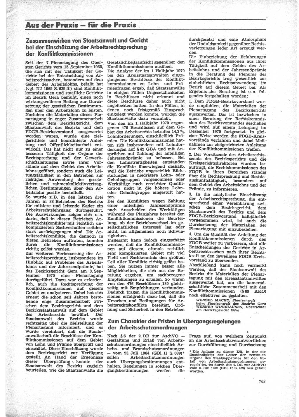 Neue Justiz (NJ), Zeitschrift für Recht und Rechtswissenschaft [Deutsche Demokratische Republik (DDR)], 24. Jahrgang 1970, Seite 709 (NJ DDR 1970, S. 709)