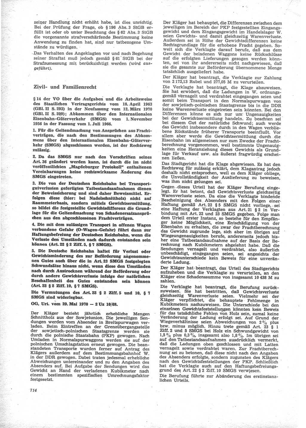 Neue Justiz (NJ), Zeitschrift für Recht und Rechtswissenschaft [Deutsche Demokratische Republik (DDR)], 24. Jahrgang 1970, Seite 714 (NJ DDR 1970, S. 714)