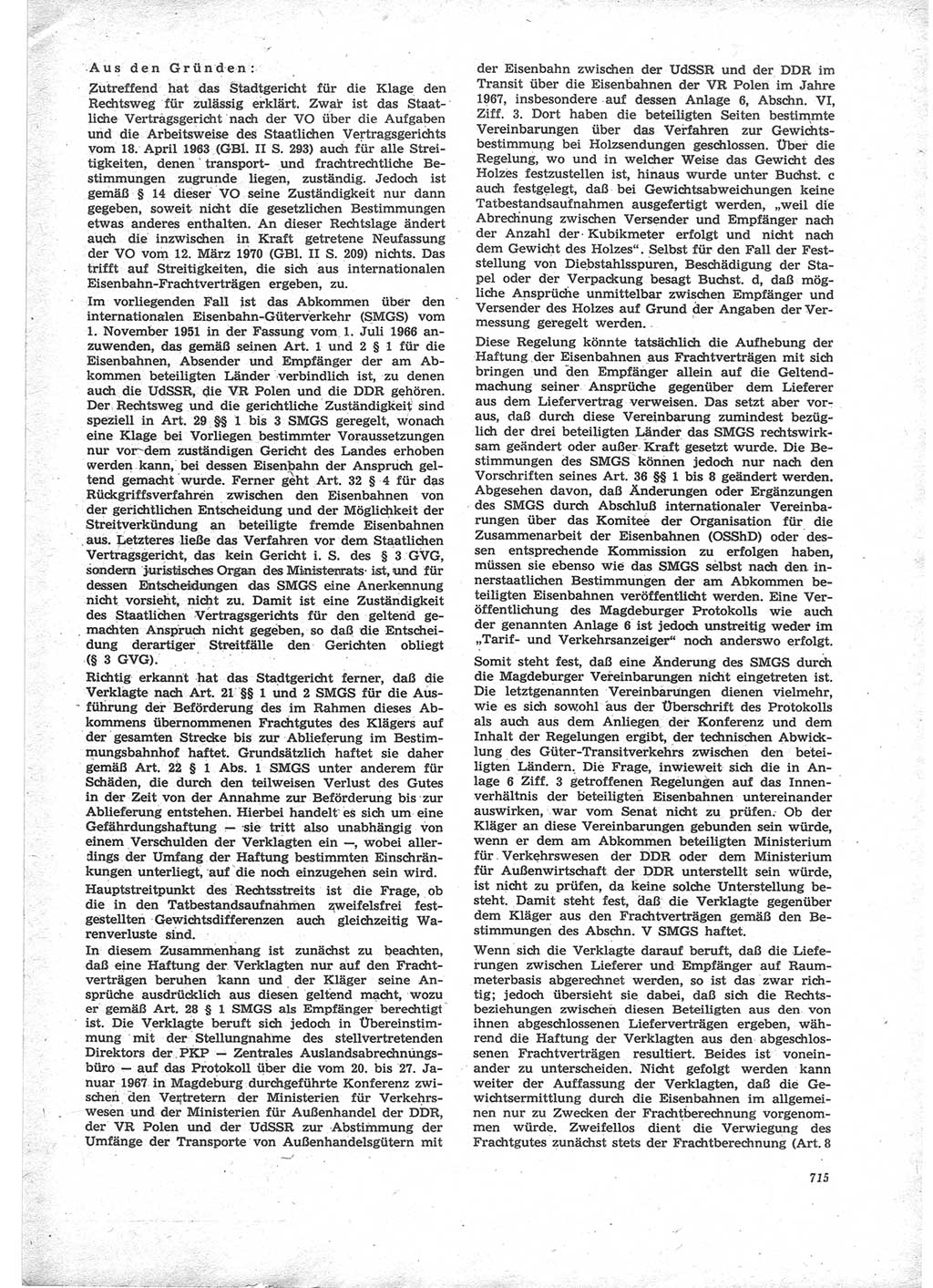 Neue Justiz (NJ), Zeitschrift für Recht und Rechtswissenschaft [Deutsche Demokratische Republik (DDR)], 24. Jahrgang 1970, Seite 715 (NJ DDR 1970, S. 715)