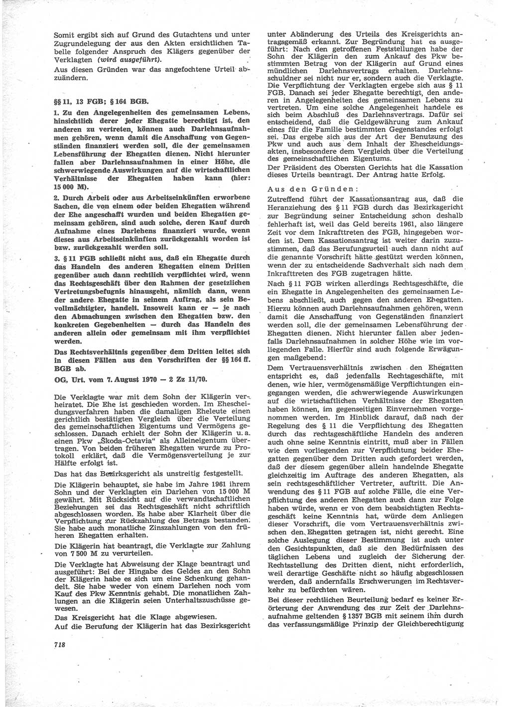 Neue Justiz (NJ), Zeitschrift für Recht und Rechtswissenschaft [Deutsche Demokratische Republik (DDR)], 24. Jahrgang 1970, Seite 718 (NJ DDR 1970, S. 718)