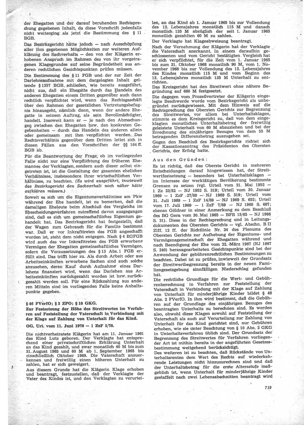 Neue Justiz (NJ), Zeitschrift für Recht und Rechtswissenschaft [Deutsche Demokratische Republik (DDR)], 24. Jahrgang 1970, Seite 719 (NJ DDR 1970, S. 719)