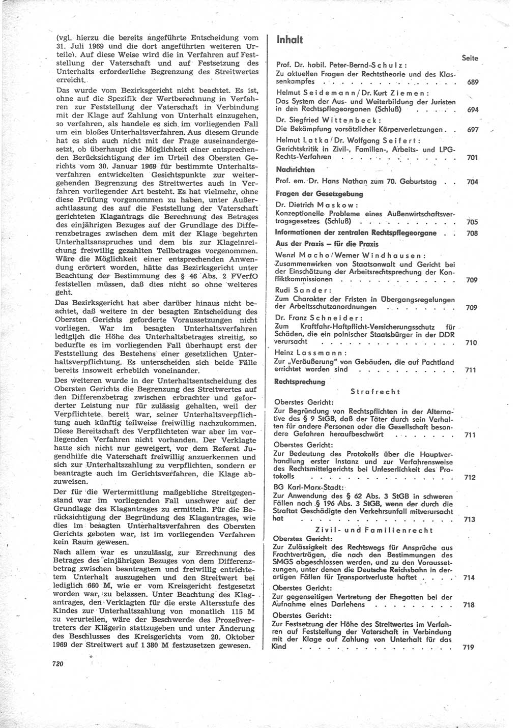 Neue Justiz (NJ), Zeitschrift für Recht und Rechtswissenschaft [Deutsche Demokratische Republik (DDR)], 24. Jahrgang 1970, Seite 720 (NJ DDR 1970, S. 720)