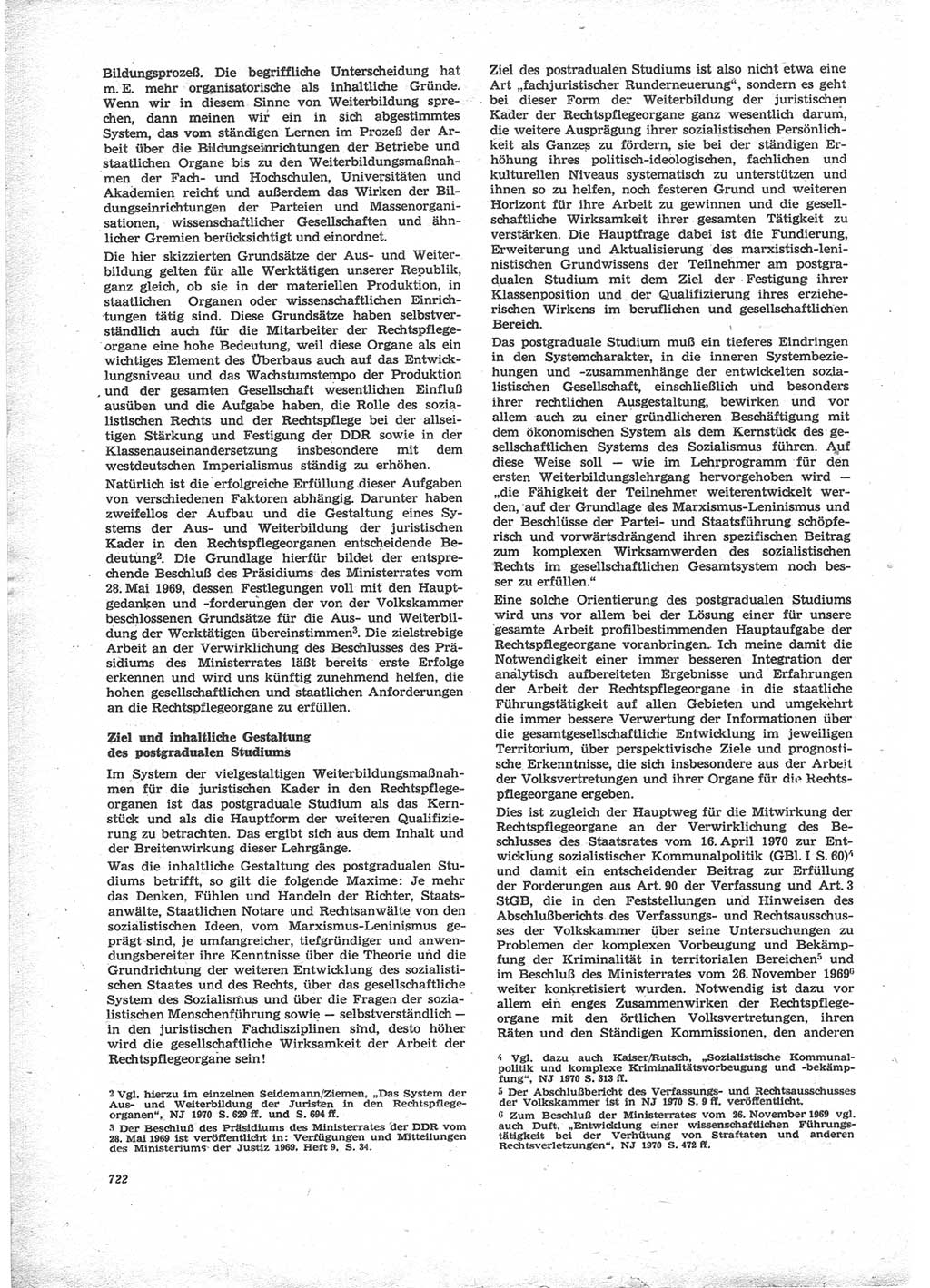 Neue Justiz (NJ), Zeitschrift für Recht und Rechtswissenschaft [Deutsche Demokratische Republik (DDR)], 24. Jahrgang 1970, Seite 722 (NJ DDR 1970, S. 722)