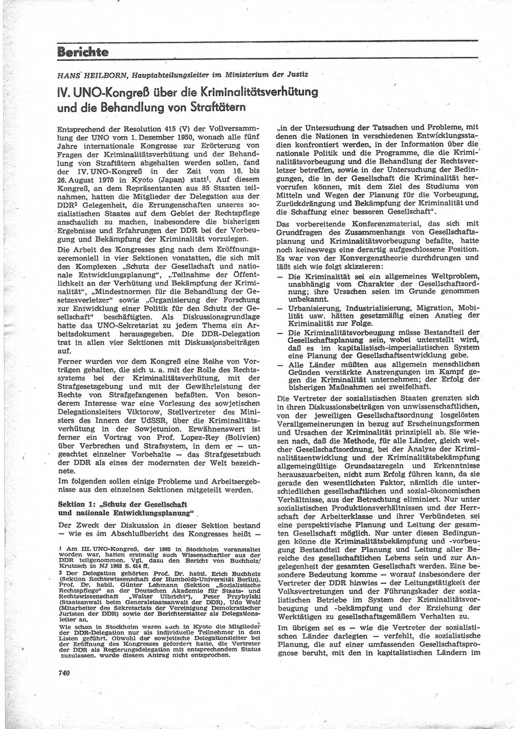 Neue Justiz (NJ), Zeitschrift für Recht und Rechtswissenschaft [Deutsche Demokratische Republik (DDR)], 24. Jahrgang 1970, Seite 740 (NJ DDR 1970, S. 740)