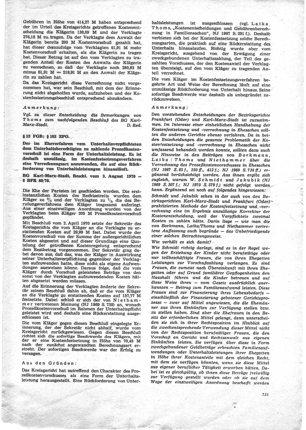 Neue Justiz (NJ), Zeitschrift für Recht und Rechtswissenschaft [Deutsche Demokratische Republik (DDR)], 24. Jahrgang 1970, Seite 751 (NJ DDR 1970, S. 751)