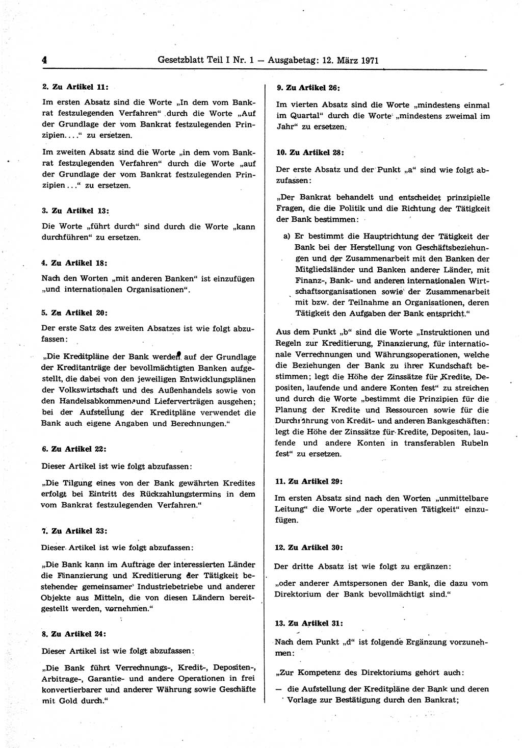 Gesetzblatt (GBl.) der Deutschen Demokratischen Republik (DDR) Teil Ⅰ 1971, Seite 4 (GBl. DDR Ⅰ 1971, S. 4)