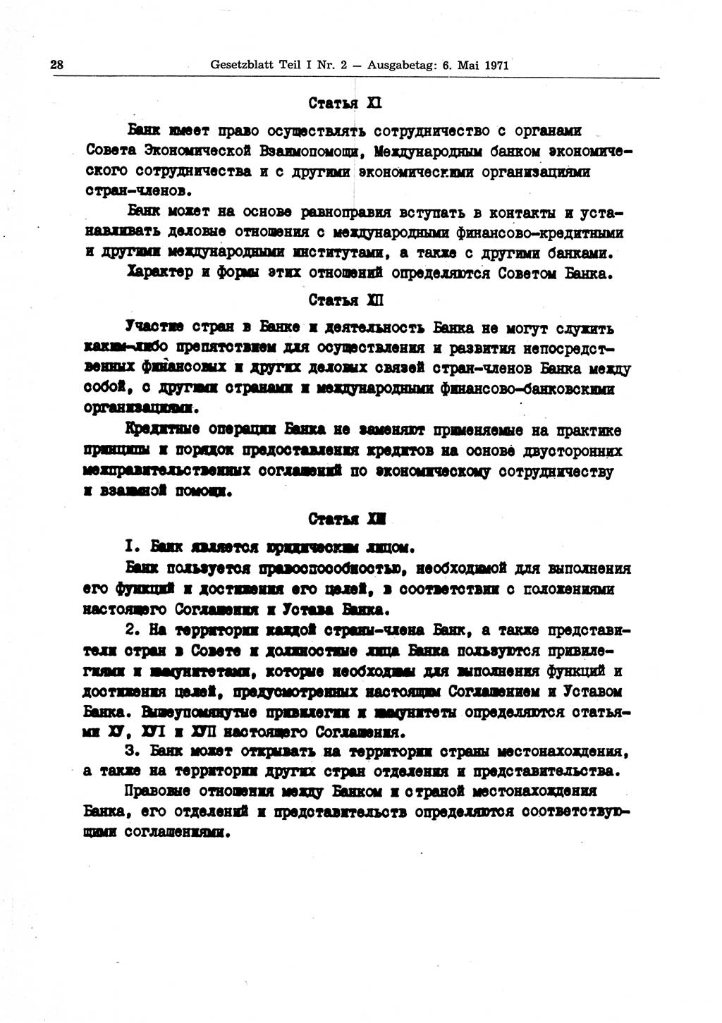 Gesetzblatt (GBl.) der Deutschen Demokratischen Republik (DDR) Teil Ⅰ 1971, Seite 28 (GBl. DDR Ⅰ 1971, S. 28)