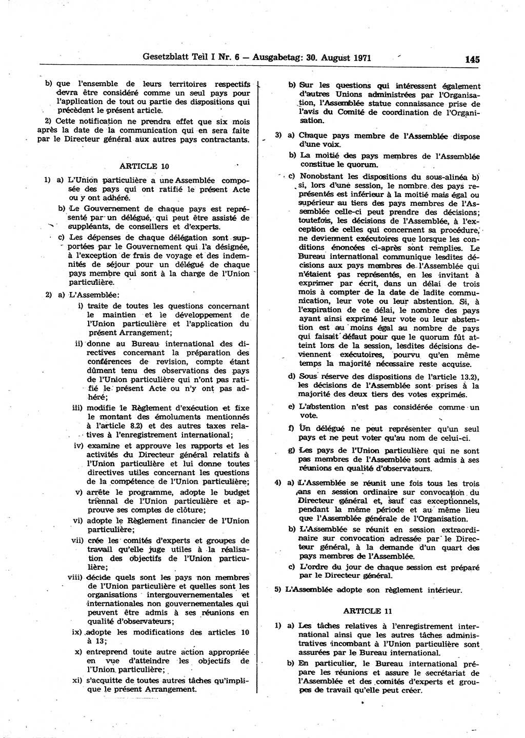 Gesetzblatt (GBl.) der Deutschen Demokratischen Republik (DDR) Teil Ⅰ 1971, Seite 145 (GBl. DDR Ⅰ 1971, S. 145)
