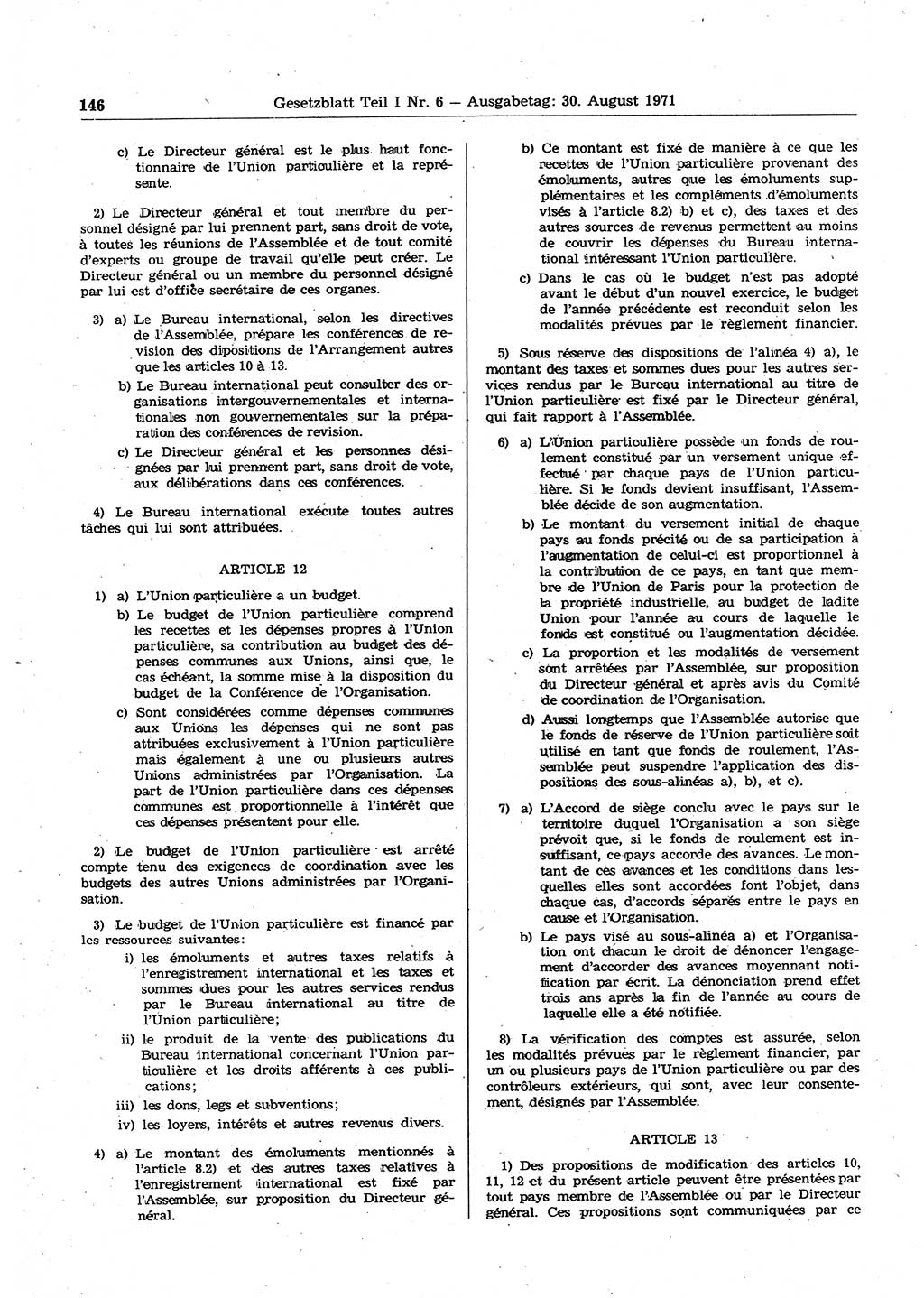 Gesetzblatt (GBl.) der Deutschen Demokratischen Republik (DDR) Teil Ⅰ 1971, Seite 146 (GBl. DDR Ⅰ 1971, S. 146)