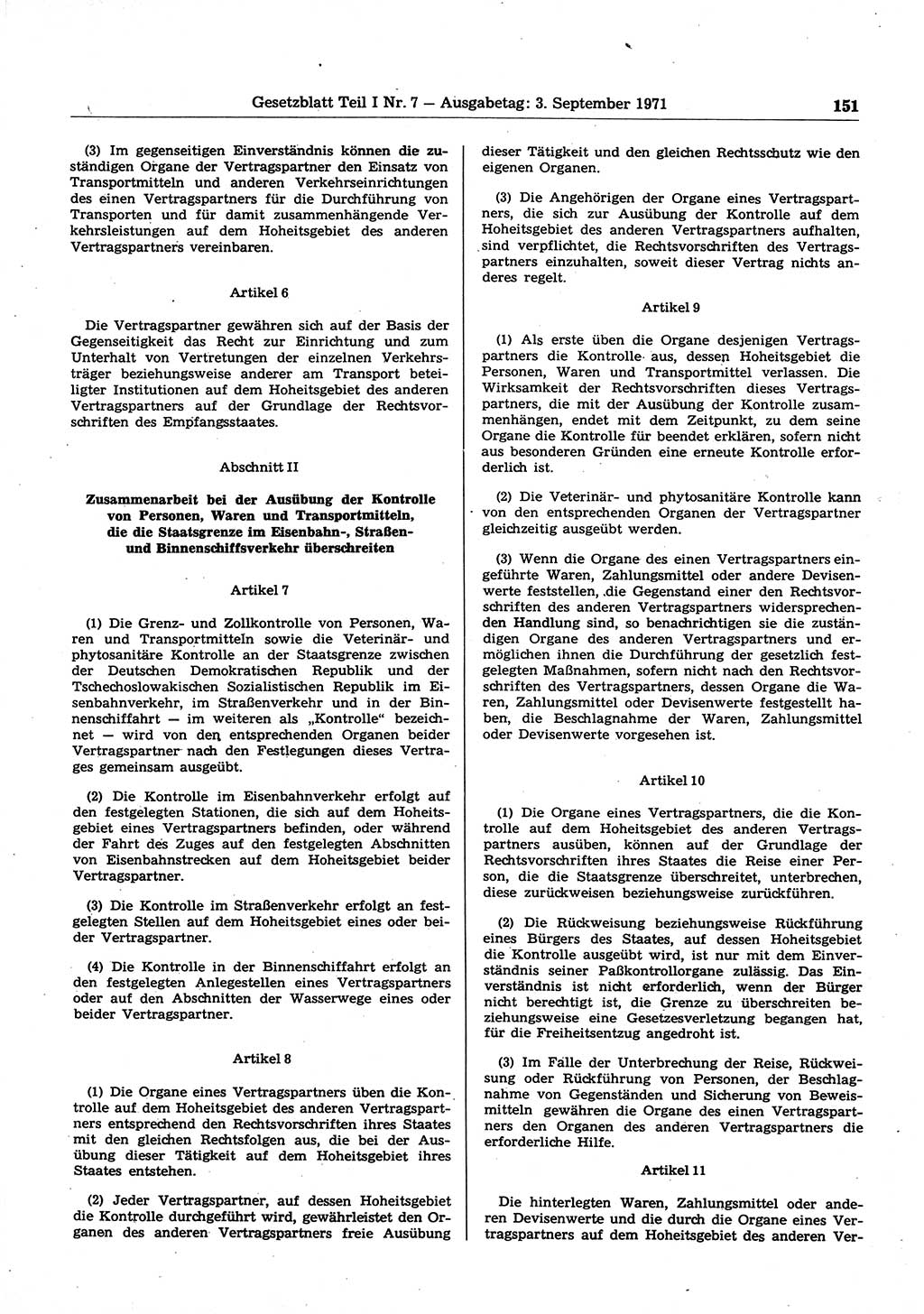 Gesetzblatt (GBl.) der Deutschen Demokratischen Republik (DDR) Teil Ⅰ 1971, Seite 151 (GBl. DDR Ⅰ 1971, S. 151)