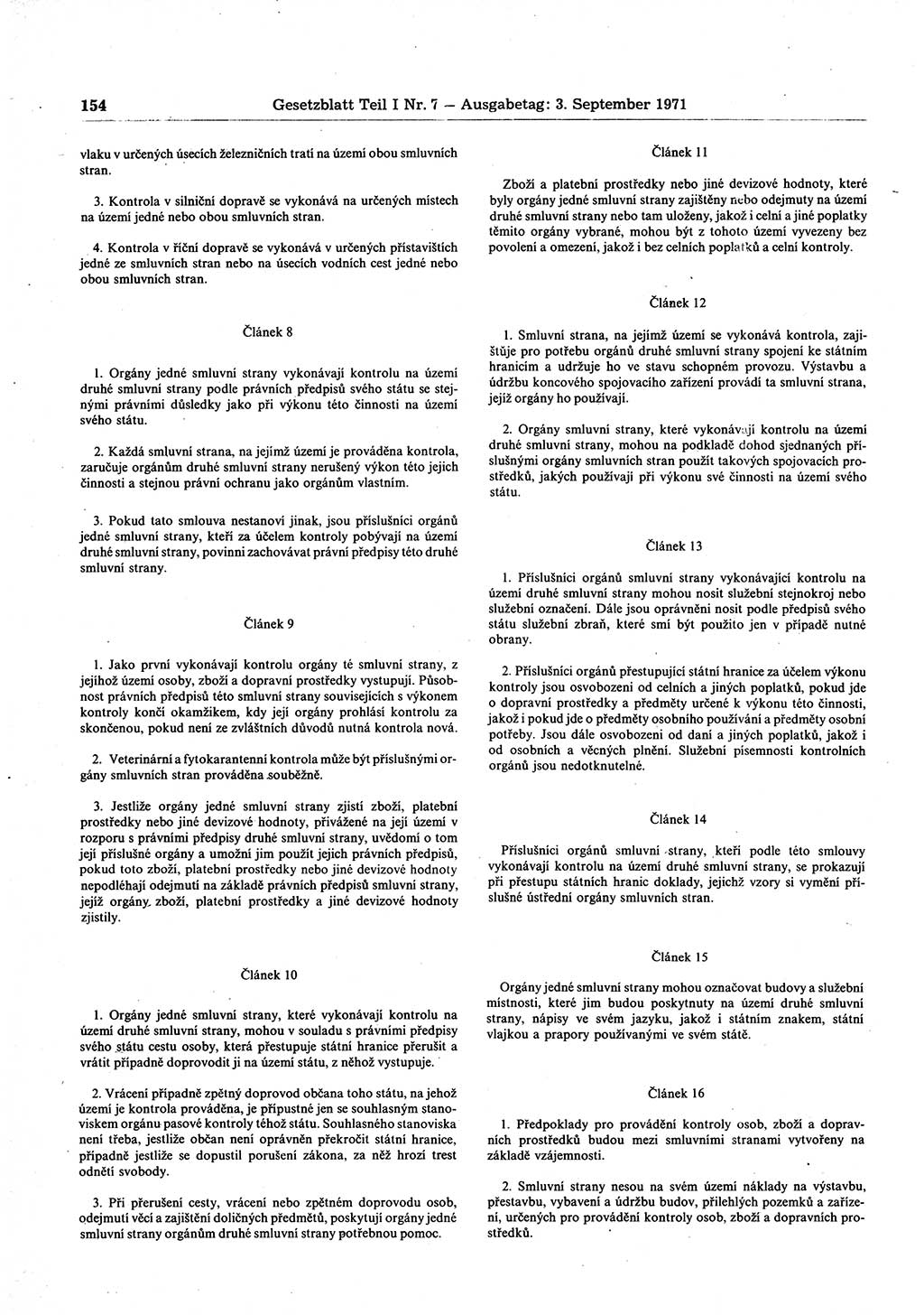 Gesetzblatt (GBl.) der Deutschen Demokratischen Republik (DDR) Teil Ⅰ 1971, Seite 154 (GBl. DDR Ⅰ 1971, S. 154)