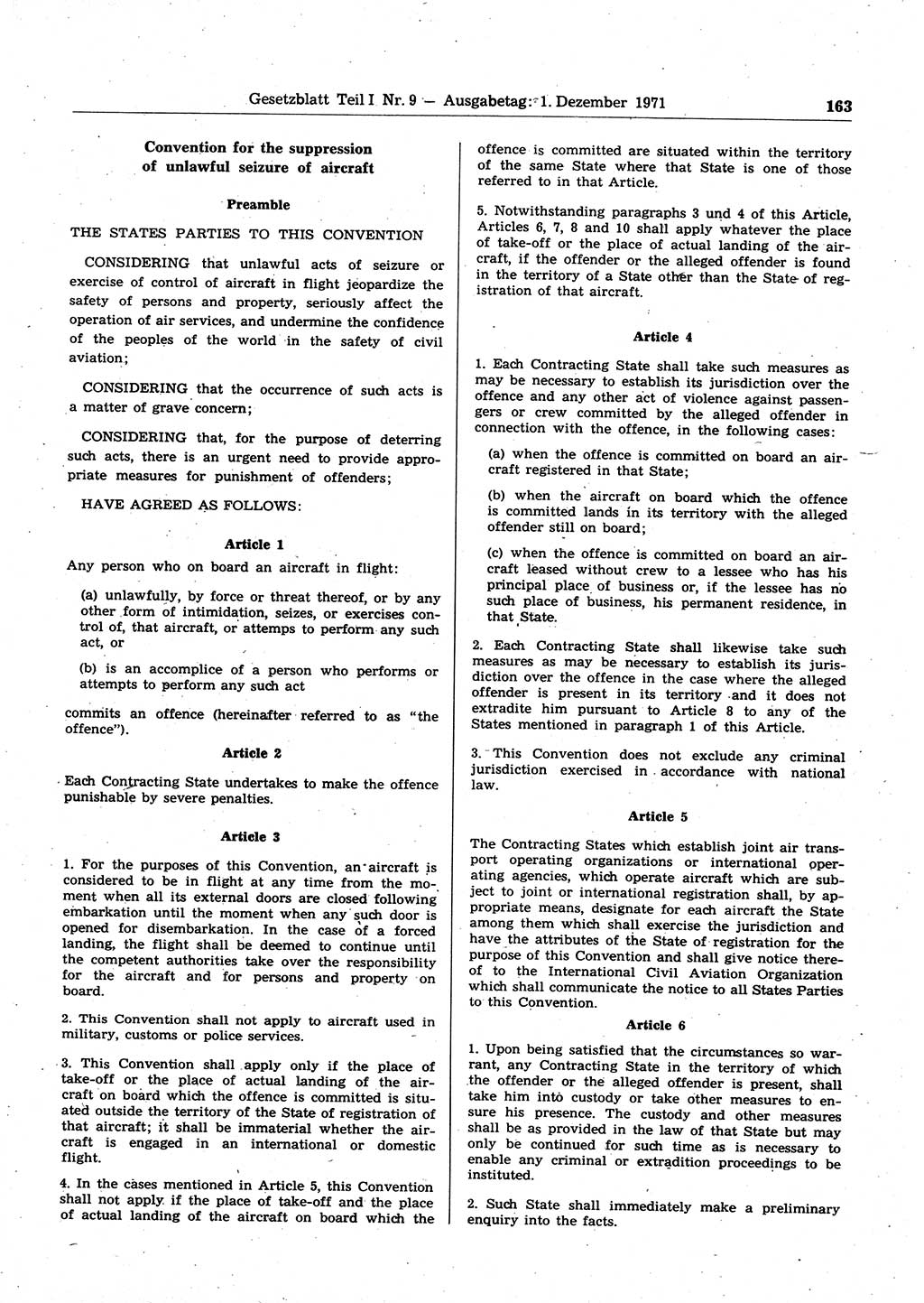 Gesetzblatt (GBl.) der Deutschen Demokratischen Republik (DDR) Teil Ⅰ 1971, Seite 163 (GBl. DDR Ⅰ 1971, S. 163)